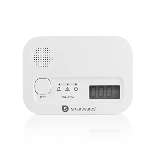 Smartwares Carbon Monoxide Detector - 10 Year Sensor - Digital Screen - Display and Test Button - FGA-13041