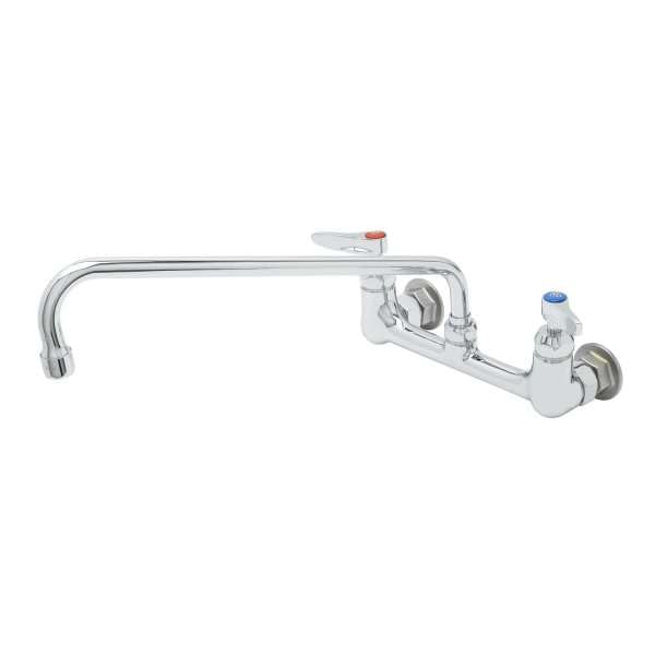 T&S Brass B-2299-CR Double Pantry Faucet, Wall Mount, Ceramas, 14" Swing Nozzle, 1/2" NPT Female Inlets, 8"
