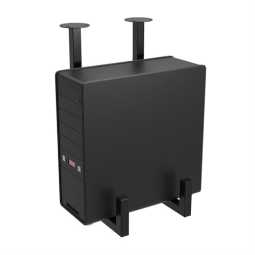 Soporte para CPU Under Desk PC Tower Stand Mount, Base colgante para torre de PC de escritorio, soporte de CPU negro de acero, sostiene hasta 44 lbs, fácil de instalar miniatura 4