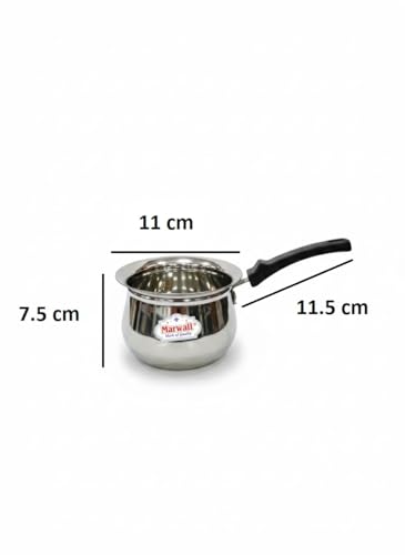 Image of Marwali Stainless Steel Milk, Tea & Coffee Warmer with Bakelite Handle (Silver, 400ml)