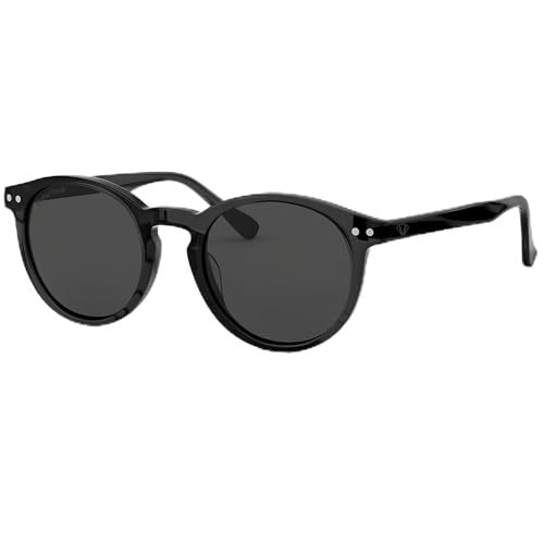 CREYESTAL Lunettes de Soleil Polarisées avec Anti-Reflet, Style Iconique Intemporel, Noir Translucide, Légères et Confortables, Protection 100% UV400