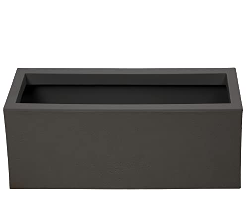 Ondis24 Pflanzkübel Vulkan, 25L Pflanzvolumen, rechteckig, Blumenkasten mit Wasserspeicher in Basalt-Optik, Balkon Terrasse, Blumenkübel (Anthrazit)