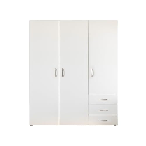 HARRY Kleiderschrank Weiß - Vielseitiger Drehtürenschrank 3-türig für Ihr Schlafzimmer - 150 x 176 x 51 cm (B/H/T)
