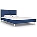 vidaXL Giroletto Imbottito Classico Elegante Telaio Letto Struttura in Ferro Verniciato Testata in MDF Blu in Tessuto 120x200 cm