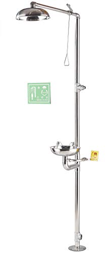 Suguword Stainless Steel Emergency Eyewash Shower Station Emergency Shower System Combination Shower Eye Wash and Face Wash Station