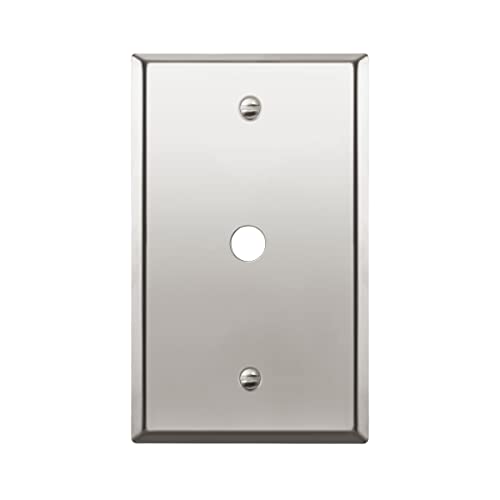 ENERLITES 0.406" Diameter Hole Phone Cable Metal Wall Plate, Silver