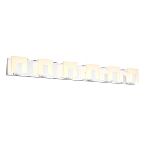 Aipsun 6 Lights Modern LED Bathroom Vanity Light Acrylic Stainless Steel Chrome Up and Down Bathroom Wall Light Over Mirror(Warm Light 3000K)