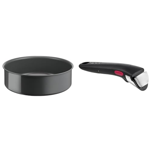 TEFAL Ingenio Renew Sauteuse 24 cm, Induction, Revêtement céramique antiadhésif, Recyclée & Ingenio Poignée amovible noire, Empilable, Verrouillage sécurité 3...