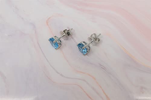 925 Sterling Silver Genuine Gemstones Martini Stud Earrings 7mm Round Birthstones2