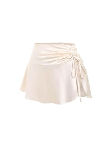 Womens' Satin Drawstring Slit Elegant Skirt Casual Mini Skirts for Women