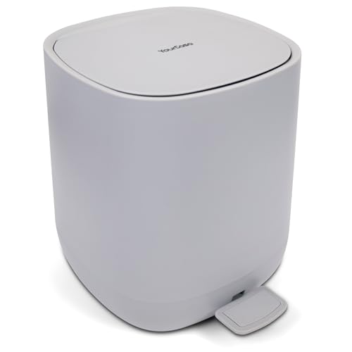 YourCasa Bathroom bin 5L - bathroom bin with lid [Softclose] - bedroom bin with lid - small bin - [Non Slip] pedal bin - toilet bin - sanitary bin - toilet bin with lid small bathroom bin (Grey)