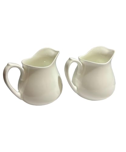 Image of 125 ml Set of 2 Bone China Sauce Boat or Tea or Gravy Pot or Creamer Milk Pot Microwave and Dishwasher Safe (Mirakii Small 2)