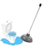 Desentupidor De Vaso Sanitário Alta Sucçâo Wc Banheiro Ralo Cozinha Pia Tanque Lavatório Com Cabo Longo Branco e Borracha Preta