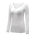 OThread & Co. Women's Long Sleeve T-Shirt V-Neck Basic Layer Stretchy Shirts (Small, White)