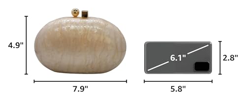 Image of Acrylic Evening Clutch Bag for Women Shell Shape Shoulder Crossbody Bag Glitter Marble Purse Handbag