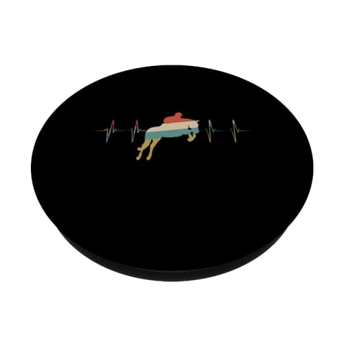 Show Jumping Heartbeat Retro ECG EKG PopSockets Swappable PopGrip, Black - Image 2