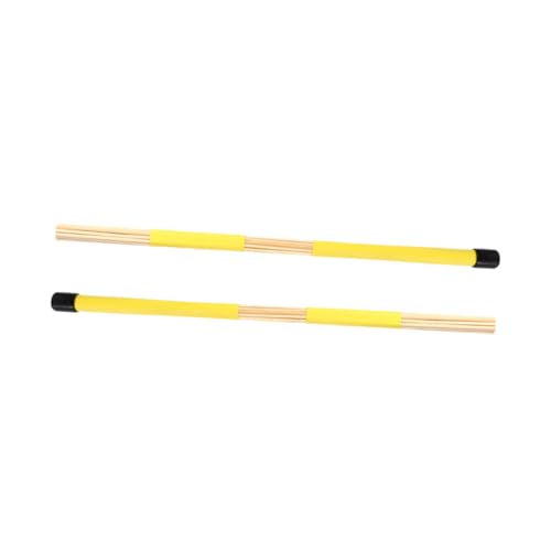 GALPADA 1 Par Baquetas de Cepillo de Madera para Jazz y Música Folk Amarillo Agarre Cómodo Diseño de Varilla para Tocar Más Suave y de Bajo Volumen miniatura 1