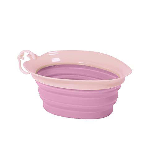United Pets Leaf Bowl Ciotola da Viaggio per Cani, di Design, Pieghevole e Portatile, in Silicone Atossico, rosa, Taglia unica