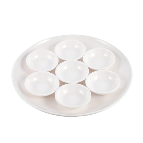 GRIRIW 1 Set Shrimp Slider Plate with Spoons Seafood Platter Tray Escargot Plate Dinnerware Meat Baller Plate Meatball Container Egg Serving Tray Pan Egg Tray Platter White Melamine