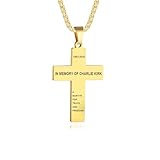 Charlie Kirk クロスネックレス、真実と自由のための殉教者 真の愛国者の祈りの正義 ステンレススチール アメリカ国旗ペンダントチェーン ステートメントギフトジュエリー, Extra Large, ステンレス鋼, 宝石なし