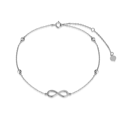 Image of SISGEM 14K Solid Gold Infinity Anklets Jewelry for Women, Real Gold Love Knot Ankle Bracelet Birthday Anniversary Jewelry Gifts for Wife, Mother 8-10 inch