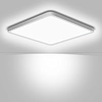 Ouyulong Plafon Led Techo Cuadrado 24W, Plafon Led Techo Cocina 5000K, 2600LM, 23CM,IP44 Impermeable Lampara Baño Techo,Luz de Techo Para Dormitorio Balcón Pasillo Comedor Oficina