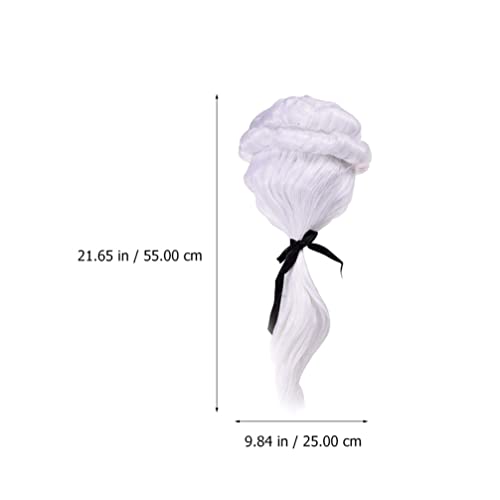 NOLITOY Unisex Colonial Wig Gentleman Lawyer Wig White Halloween Christmas Wigs Holiday Party Costume Props Accessories - Image 2