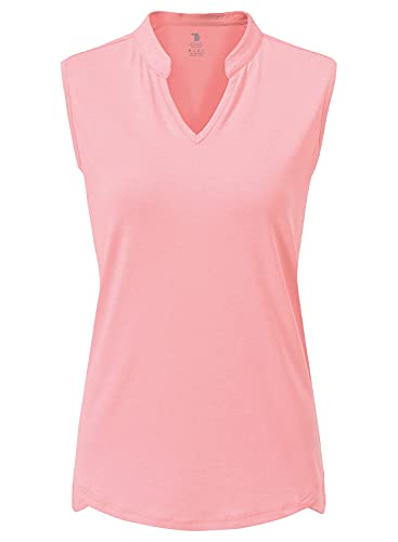 Image of BGOWATU Women's Golf Polo T-Shirts Sleeveless V Neck Collarless Tennis Shirts UV Protection Quick Dry Lightweight