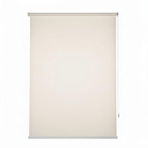 Estor Enrollable Opaco Liso, Cortina Blackout para Dormitorio y Salón, Bloqueo Total de Luz, Aislante Térmico, Tejido 200gr/m2 (Crema, 150X200CM)