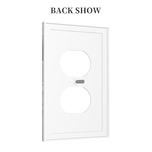 Decorative Outlet Covers Abstract Ink Blue Marble Glod Line Texture 1 Gang Duplex Light Switch Cover Plate Unique Wall Plate Electrical Switch Plate Covers for Bathroom Kitchen Decor