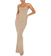 REORIA Women's Basic Sexy Lounge Slip Long Dress Elegant Sleeveless Backless Ribbed Bodycon Maxi ...
