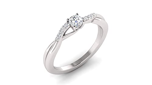 1/2 Carat TW Women's Moissanite and Natural Diamonds Engagement Ring in 10k White Gold3