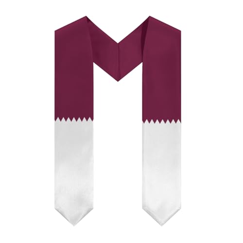 Vintage Qatar Qatari Flag Graduation Stole Sash Shawl for Men Women Thickened V-Neck Scarf for International Students Teachers Study Aboard Graduate Gift 72 inches Unisex