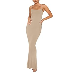Damen Sexy Lounge Slip Langes Kleid Elegantes Hochzeitsgast ärmelloses rückenfreies Geripptes figurbetontes Maxikleid