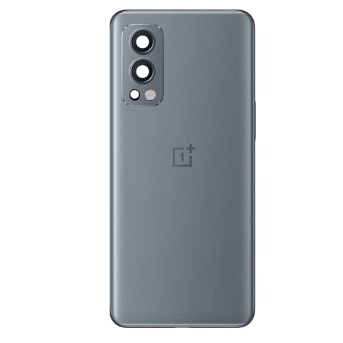 Image of Replacement Glass Back Battery Door Housing Panel with Camera Frame Logo and Adhesive Sticker for OnePlus Nord 2 5G DN2101 (Gray Sierra)