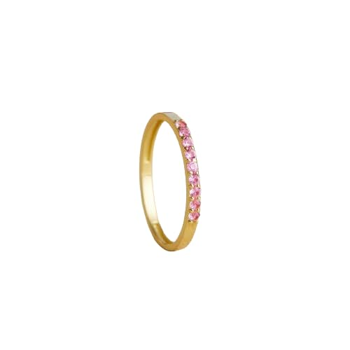 Bague saphir rose en alliance or jaune, le cadeau d'anniversaire idéal pour femme taille 9