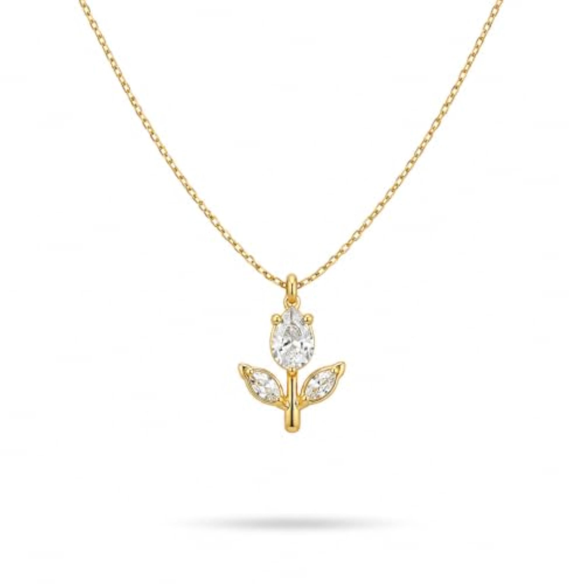 Women's Dainty Tulip Flower Pendant Necklace