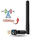 1200Mbps USB Wifi Adapter USB Wireless Adapter Daul Band (2.4G/300M+5G/867M) 802.11 ac Wireless Adapter for Desktop/Laptop/PC, Support Win10/8.1/8/7/XP Mac OS 10.4-10.12 Linux(Kernel 2.6x-4.1x)