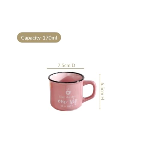 Image of Nestasia Ceramic Stackable Cups Set of 4 (170ml Each) - Quirky Quotes Tea & Coffee Cups with Glossy Finish | Microwave & Dishwasher Safe Mugs - Ideal for Gifting (Pink)