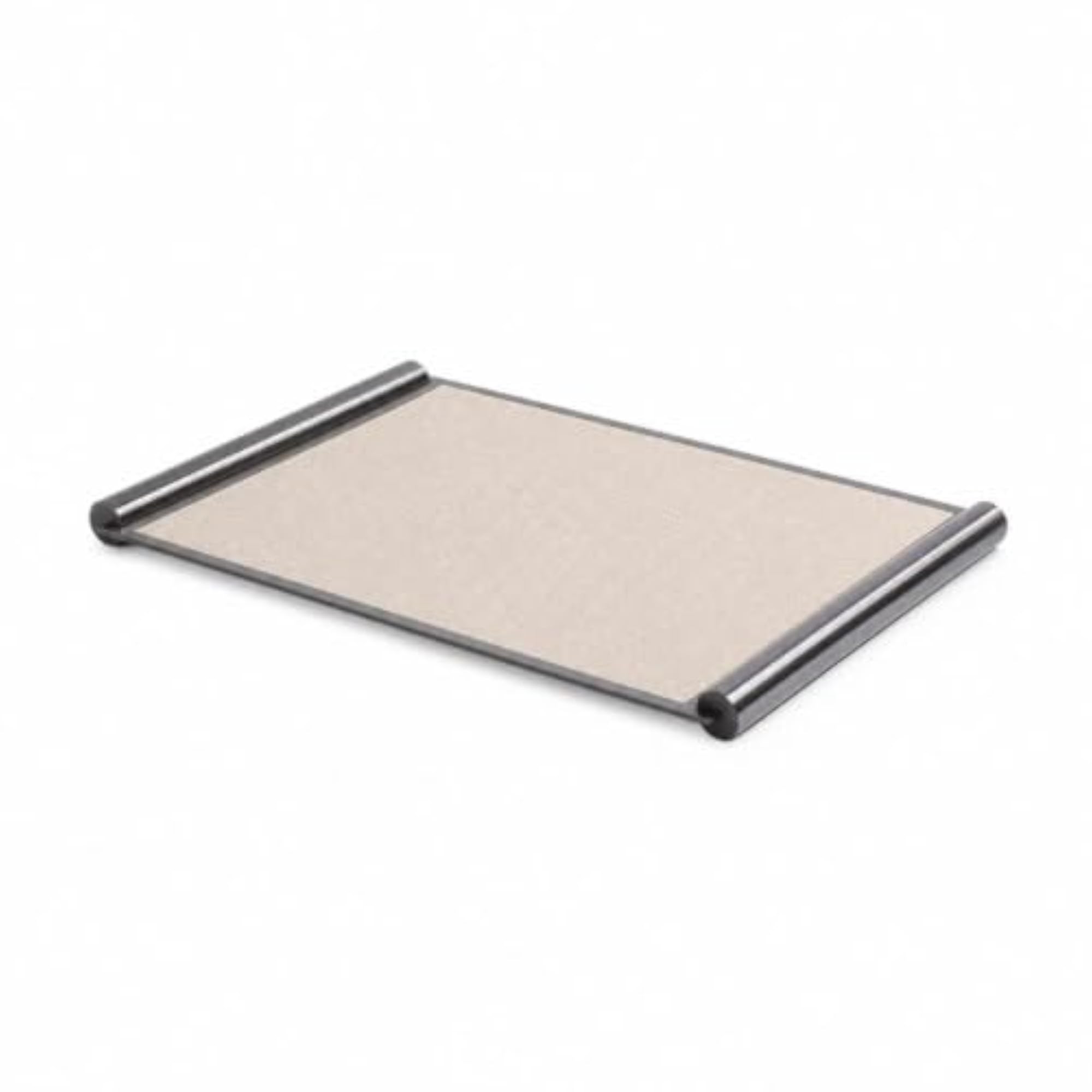 Textured Leather Tray with Metal Frame, Slim Rectangular Design
