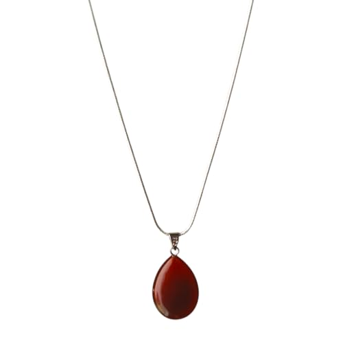 Collier agate rouge en argent 925 rhodié avec pendentif goutte pierre naturelle pour femme