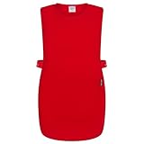 PALLTEX Ampato Überwurfschürze Damen Herren – Kittelschürze mit Taschen, verstellbar, Berufsschürze für Arbeit, Gastronomie, Reinigung, Friseur & Kosmetik, Größen S/M, L/XL, 2XL (Rot, 2XL)