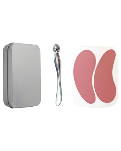 KGDUYC Set da 3 pezzi Patch Occhi Riutilizzabili,Silicone Cuscinetti in Gel per Gli Occhi Maschera Sotto Gli Occhi Rughe e Rughe Sottili con Applicatore di Crema per Custodia in Latta,Rosa