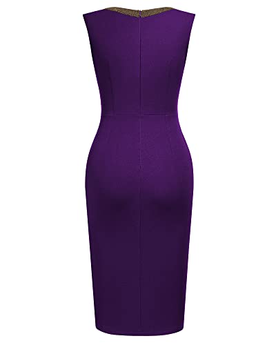 AISIZE Women's 50s Vintage Sleeveless Contrast Tape Cocktail Party Pencil Dress3