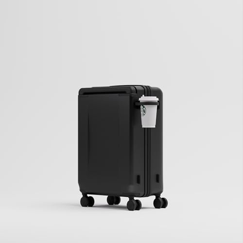 Image of Carry-on PRO (56cm) Cabin Trolley Bag & Free Backpack, Laptop Stand, Combination Lock, Phone Stand, Cup Holder, 8 Lockable Wheels, Polycarbonate Hard-Shell (T6 Standard, Space)