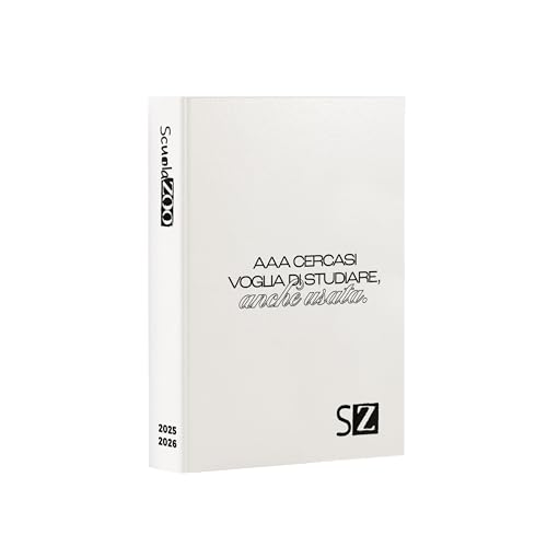 ScuolaZoo Diario Scuola 2025/2026 – 16 Mesi – Agenda con Copertina Rigida – Meme e Battute Divertenti per Studenti – Diario Elementari, Medie e Superiori - Formato 13x17 cm - White