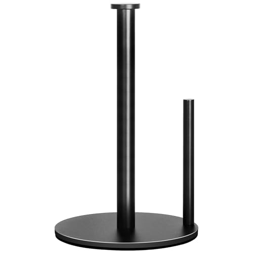 Paper Towel Holder Countertop OBODING Black Kitchen Paper Towel Holder Stand for Kitchen and Bathroom Organization Stainless Steel Paper Towel Holders for Standard and Large Rolls (Matte Black)