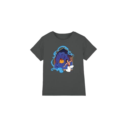 Aladdin Disney Boys and The Magic Lamp At Cave of Wonders Unisex Kids T-Shirt, Charcoal, 5-6 Years UK