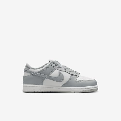 Nike Dunk Low Little Kids' Shoes (FB9108-123, White/White/Light Smoke Grey)3