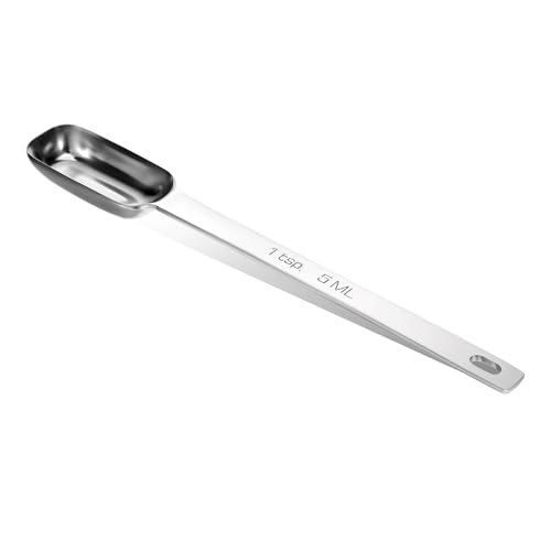 1tsp (1/3tbsp, 5ml) Long Handle Teaspoon Single Measuring Spoon Stainless Steel Rectangular Individual Measuring Spoons